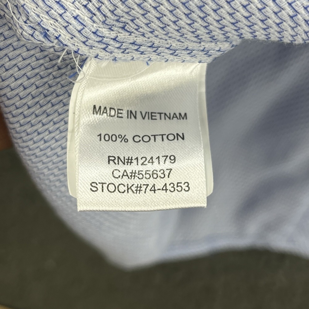 Johnston & Murphy‎ Shirt Blue White Mens 2XL Geometric Flip Cuff Long Sleeve - Picture 12 of 12